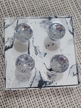 Crystal Cabinet Knob Set - Clear Silver Finish (4-Pack)
